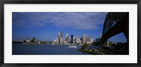 Framed Skyscrapers On The Waterfront, Sydney Harbor Bridge, Sydney, New South Wales, United Kingdom, Australia Print