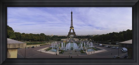 Framed Fountain in front of a tower, Eiffel Tower, Paris, France Print