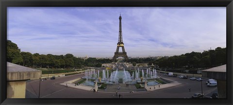 Framed Fountain in front of a tower, Eiffel Tower, Paris, France Print