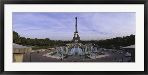 Framed Fountain in front of a tower, Eiffel Tower, Paris, France Print