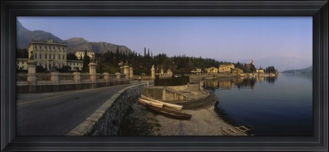 Framed Boats on the coast, Lombardy, Lake Como, Italy Print