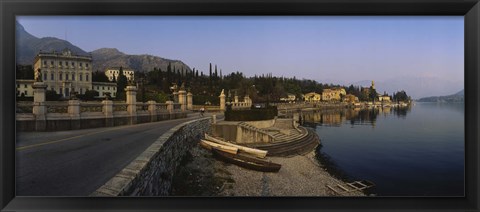 Framed Boats on the coast, Lombardy, Lake Como, Italy Print