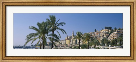 Framed Building On The Waterfront, Menton, France Print