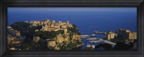 Framed High Angle View Of A City At The Waterfront, Monte Carlo, Monaco Print