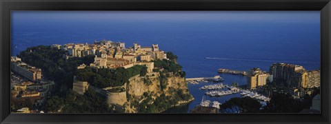 Framed High Angle View Of A City At The Waterfront, Monte Carlo, Monaco Print