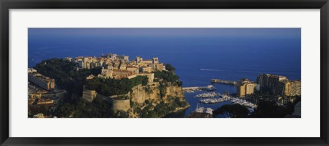 Framed High Angle View Of A City At The Waterfront, Monte Carlo, Monaco Print