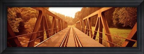 Framed Railroad Tracks and Bridge Germany Print
