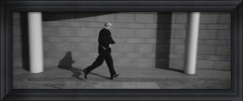 Framed Side Profile Of A Businessman Running With A Briefcase, Germany Print