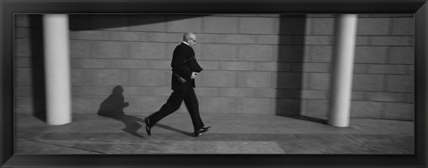 Framed Side Profile Of A Businessman Running With A Briefcase, Germany Print