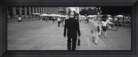 Framed Rear view of a businessman walking on the street, Stuttgart, Germany Print