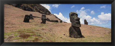 Framed Close Up of Moai statues, Easter Island, Chile Print