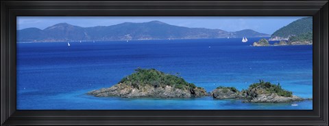 Framed Islands in the sea, Trunk Bay, St. John, US Virgin Islands Print