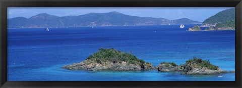 Framed Islands in the sea, Trunk Bay, St. John, US Virgin Islands Print