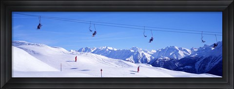 Framed Ski Lift in Mountains Switzerland Print