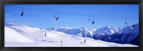 Framed Ski Lift in Mountains Switzerland Print