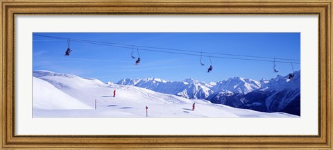 Framed Ski Lift in Mountains Switzerland Print