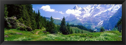 Framed Alpine Scene Near Murren Switzerland Print