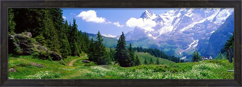 Framed Alpine Scene Near Murren Switzerland Print