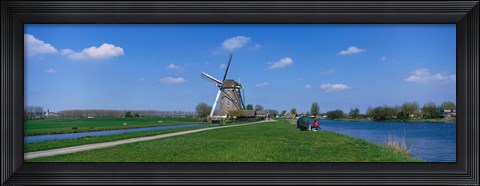 Framed Windmill and Canals near Leiden The Netherlands Print