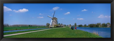 Framed Windmill and Canals near Leiden The Netherlands Print