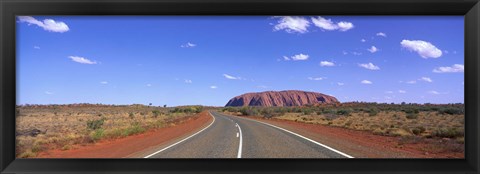 Framed Road and Ayers Rock Australia Print