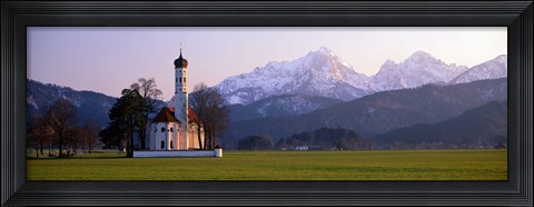 Framed St Coloman Church and Alps Schwangau Bavaria Germany Print