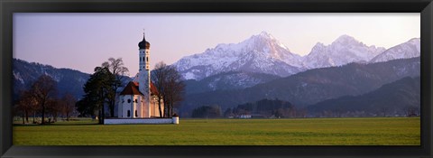 Framed St Coloman Church and Alps Schwangau Bavaria Germany Print