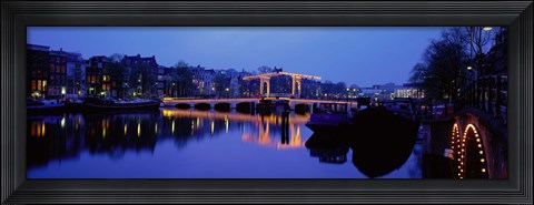 Framed Bridge at night, Amsterdam Netherlands Print