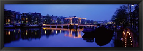 Framed Bridge at night, Amsterdam Netherlands Print