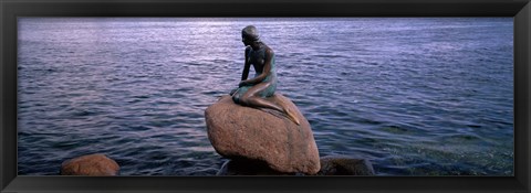 Framed Little Mermaid Statue on Waterfront Copenhagen Denmark Print