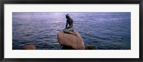 Framed Little Mermaid Statue on Waterfront Copenhagen Denmark Print