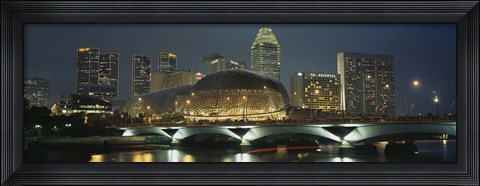 Framed Buildings lit up at night, Esplanade Bridge, Esplanade Drive, Singapore Print