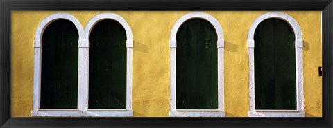 Framed Windows in Yellow Wall Venice Italy Print