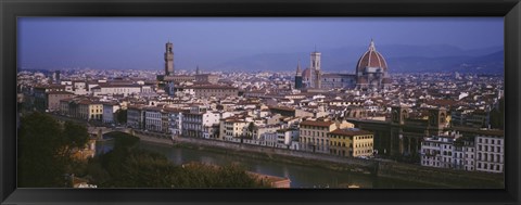 Framed High angle view of a cityscape, Florence, Tuscany, Italy Print