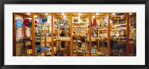 Framed Glassworks display in a store, Murano Glassworks, Murano, Venice, Italy Print