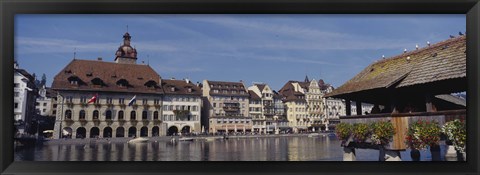 Framed Buildings on the waterfront, Lucerne, Switzerland Print