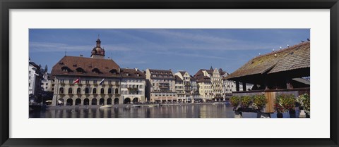 Framed Buildings on the waterfront, Lucerne, Switzerland Print