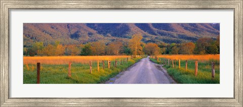 Framed Road At Sundown, Cades Cove, Great Smoky Mountains National Park, Tennessee, USA Print