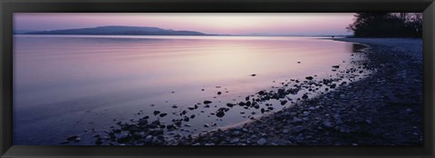 Framed Beach at sunset, Lake Constance, Germany Print
