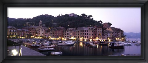 Framed Boats at a harbor, Portofino, Genoa, Liguria, Italy Print