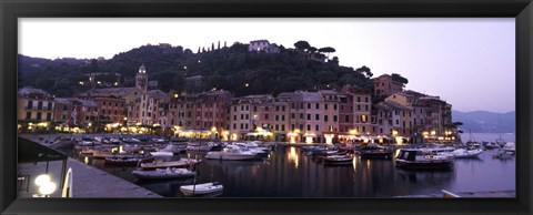 Framed Boats at a harbor, Portofino, Genoa, Liguria, Italy Print