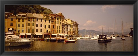 Framed Boats in a canal, Portofino, Italy Print