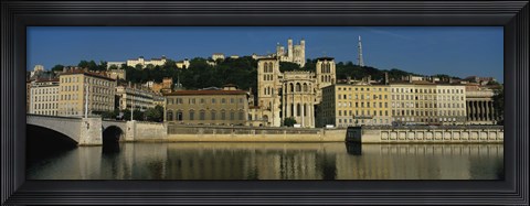 Framed Buildings On The Saone River, Lyon, France Print