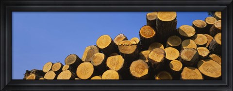 Framed Stack of wooden logs in a timber industry, Austria Print