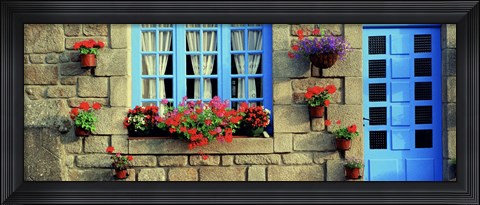 Framed Facade of a building, Locronan, France Print