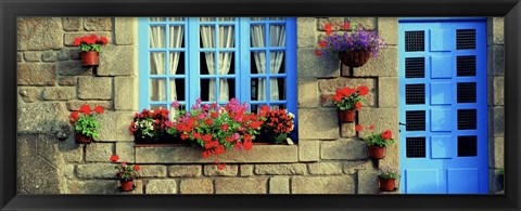 Framed Facade of a building, Locronan, France Print