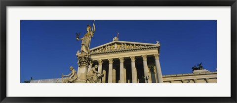 Framed Fountain in front of a government building, Pallas Athena Fountain, Parliament Building, Vienna, Austria Print