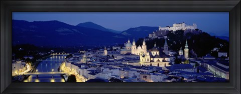 Framed High Angle View Of Buildings In A City, Salzburg, Austria Print
