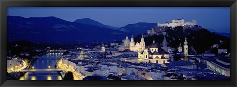 Framed High Angle View Of Buildings In A City, Salzburg, Austria Print