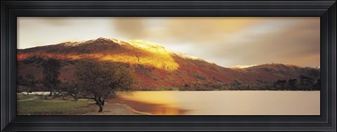 Framed Sunlight On Mountain Range, Ullswater, Lake District, Great Britain, United Kingdom Print